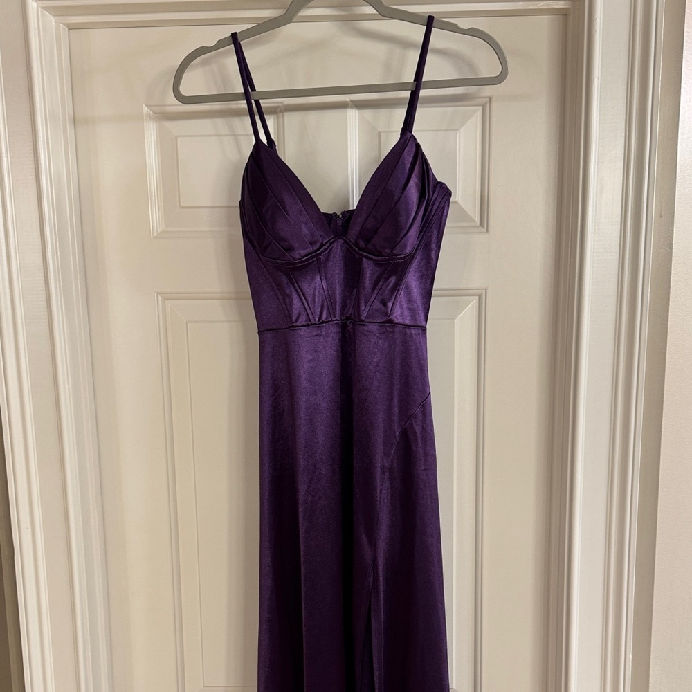 Windsor Deep Purple Satin Formal Floor length gown XS